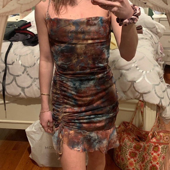 PrettyLittleThing Dresses & Skirts - Multi tie dye mesh ruched mini dress never worn